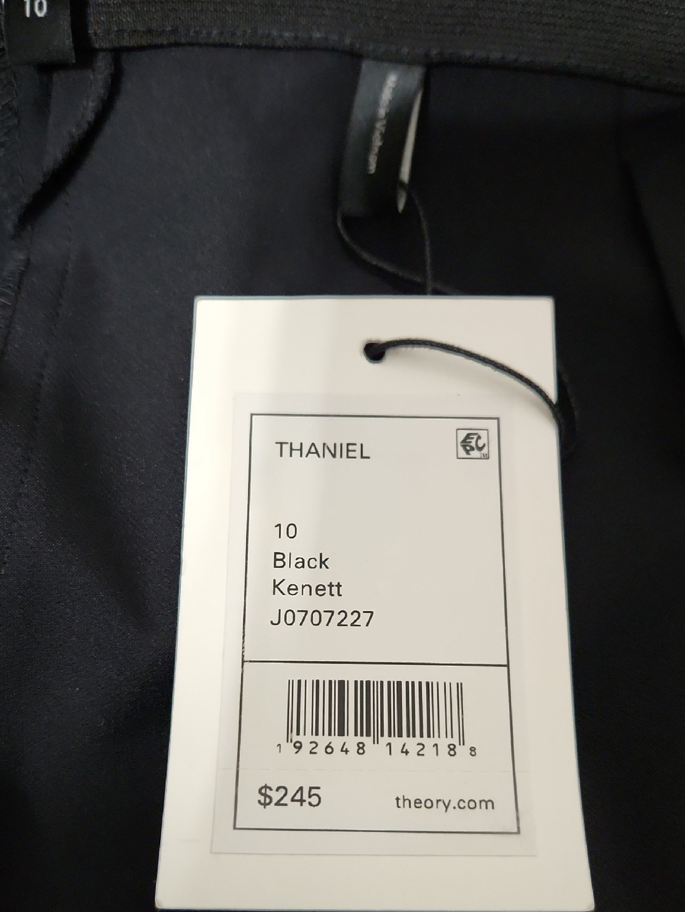 NWT Theory Thaniel Black Kenett Pants. Size 10 - Picture 12 of 12